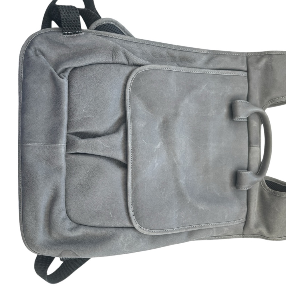 Gray Leather Everyday Backpack With Structured De… - image 1